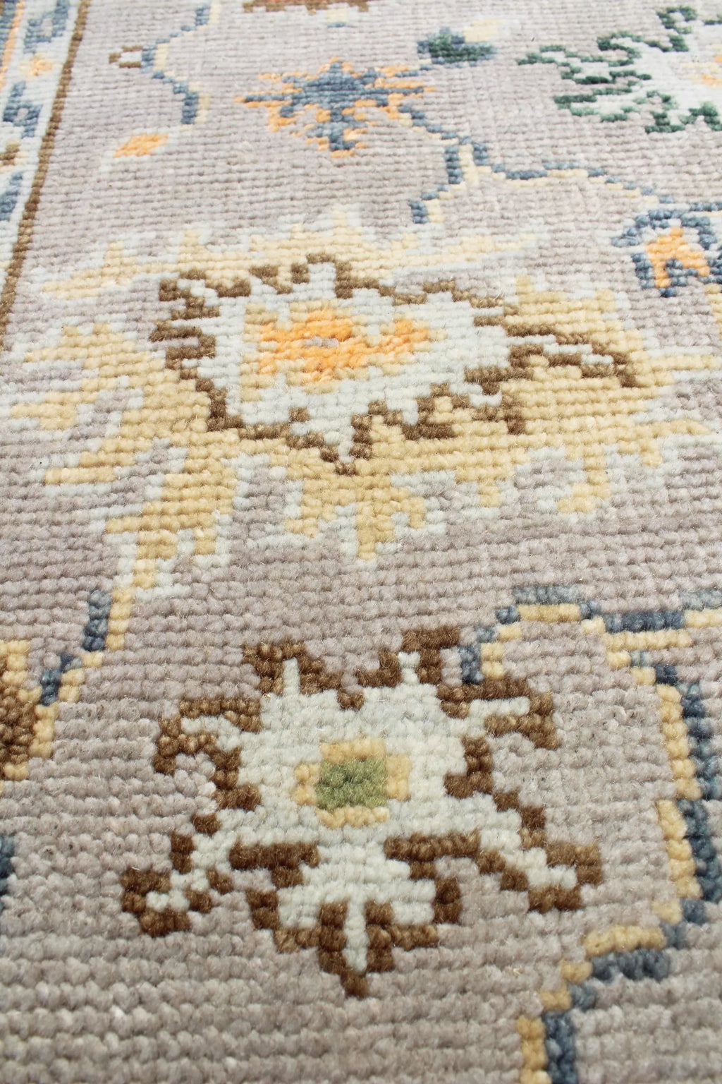 Hand Knotted Oushak Rug Grey Turkish Wool Area Rug