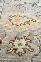 Hand Knotted Oushak Rug Grey Turkish Wool Area Rug