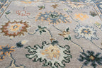 Hand Knotted Oushak Rug Grey Turkish Wool Area Rug