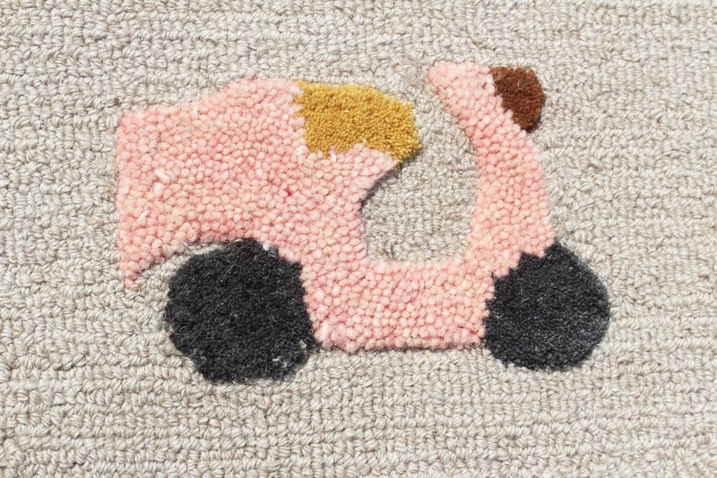 Round Hand-Tufted Kids Transportation Rug | Wool Nursery Decor