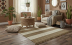 Handwoven Striped Jute Rug - 5x7 ft Natural & Cream Boho Area Rug