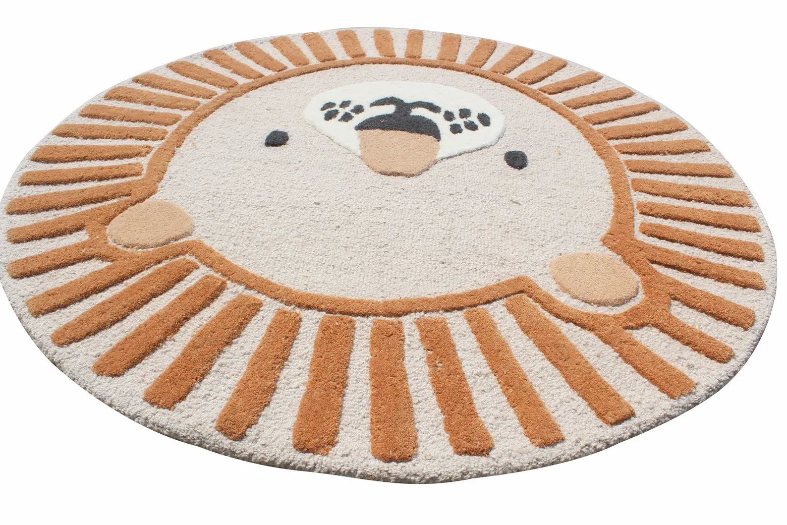 Hand Tufted Lion Nursery Rug - Cute Animal Area Rug for Toddler Room Decor