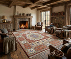 Hand-Knotted Mamluk Style 8x10 Rug, Deep Red, Blue & Gold Accent Oriental Carpet