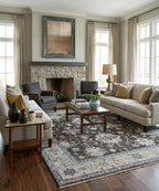 9X12 ft Charcoal Silver Hand Knotted area Rug