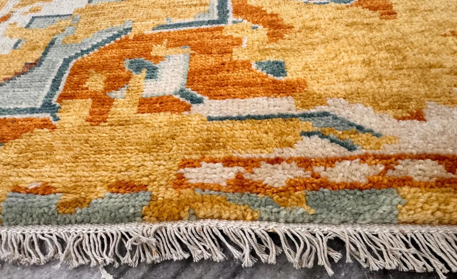 8x10 Hand-Knotted Rust & Sage Oushak Wool Rug | Modern Transitional Area Rug