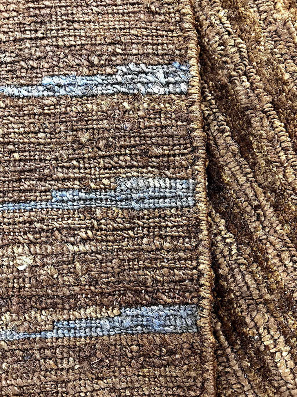 Natural Jute 6x8 Handwoven Area Rug, Textured Waffle Weave Brown with Gray accents