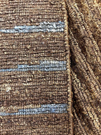 Natural Jute 6x8 Handwoven Area Rug, Textured Waffle Weave Brown with Gray accents