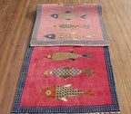 Hand-Knotted Wool Koi Fish Runner – Pink Artisan Fish Rug – Custom Sizes Available