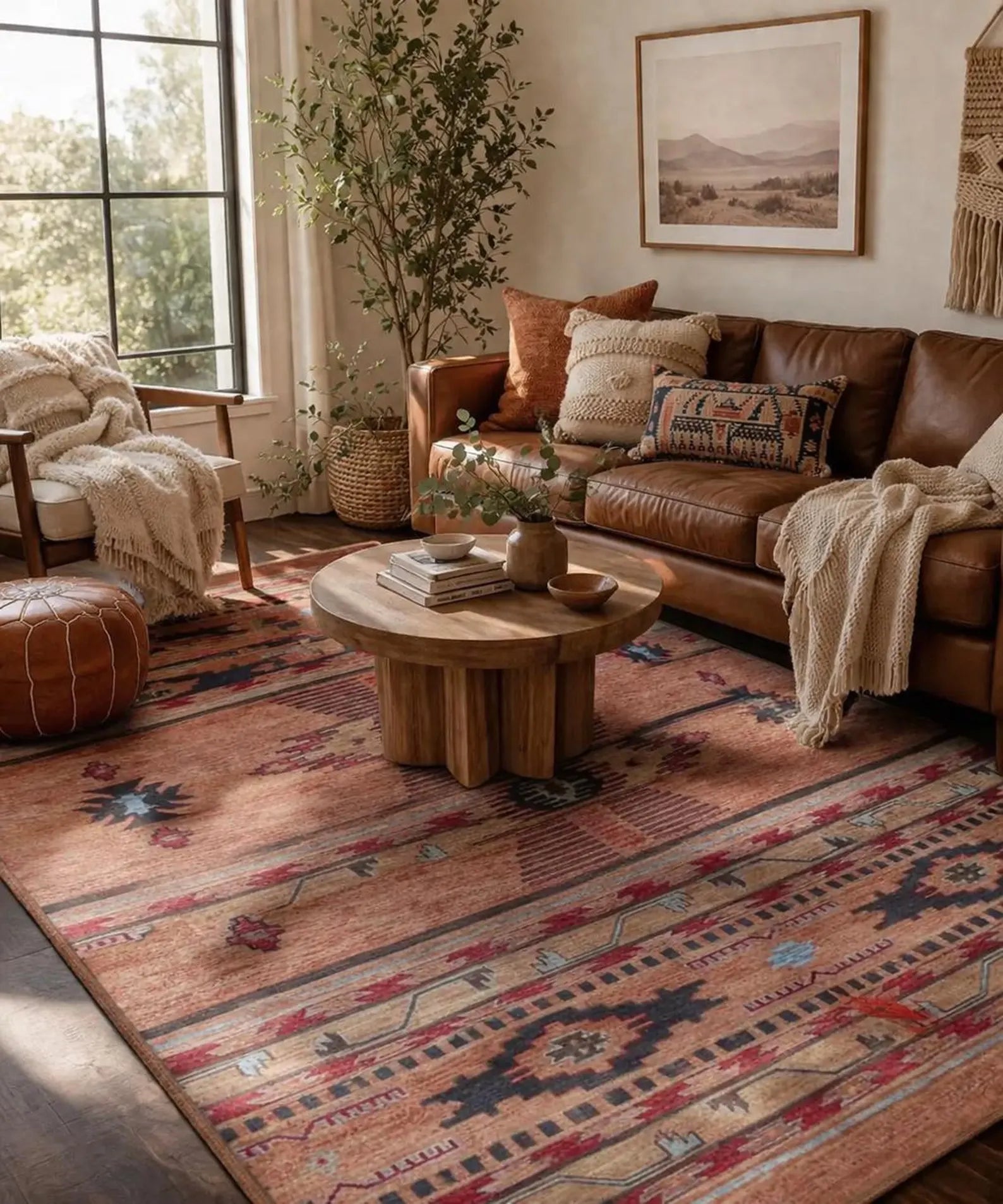 8x10 Rust & Indigo Southwestern/Navajo Hand-Knotted Wool Area Rug