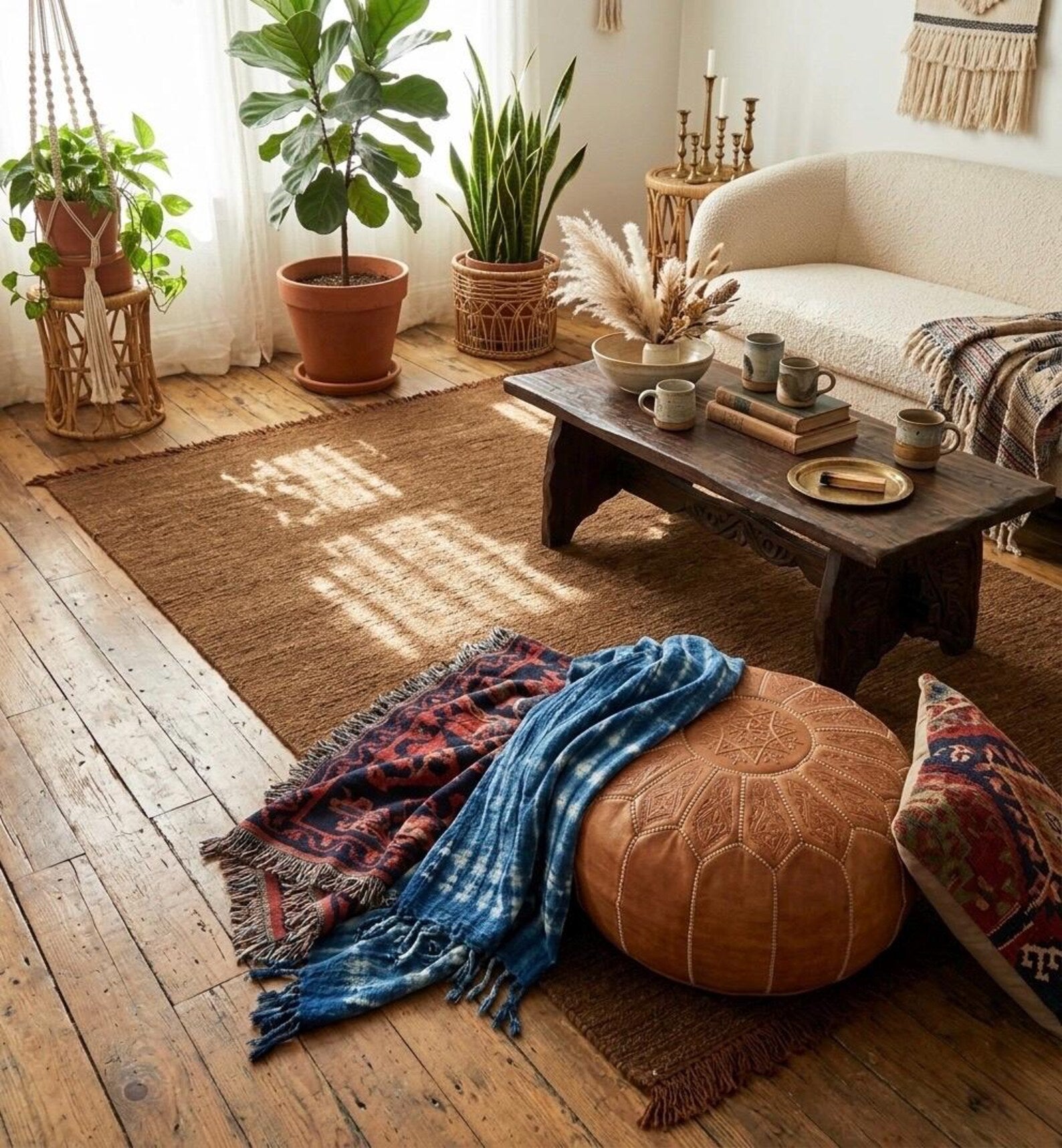 5x8 Jute Braided Rug, Natural Rustic Handwoven Area Rug