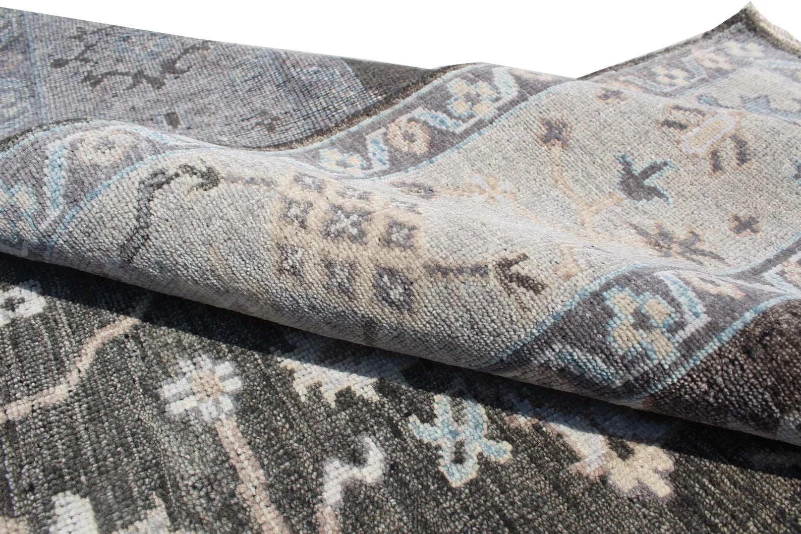 9X12 ft Charcoal Silver Hand Knotted area Rug