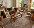 Hand Tufted Brown Wool & Viscose Rug, Geometric Modern Design