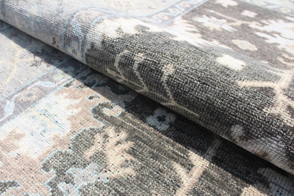9X12 ft Charcoal Silver Hand Knotted area Rug