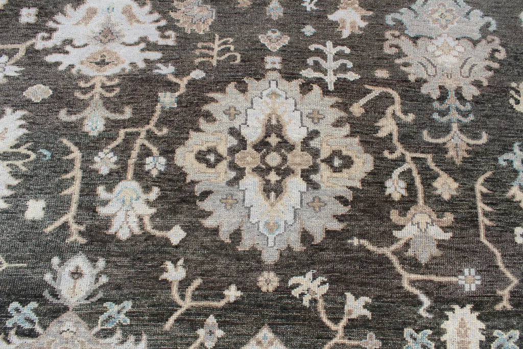9X12 ft Charcoal Silver Hand Knotted area Rug