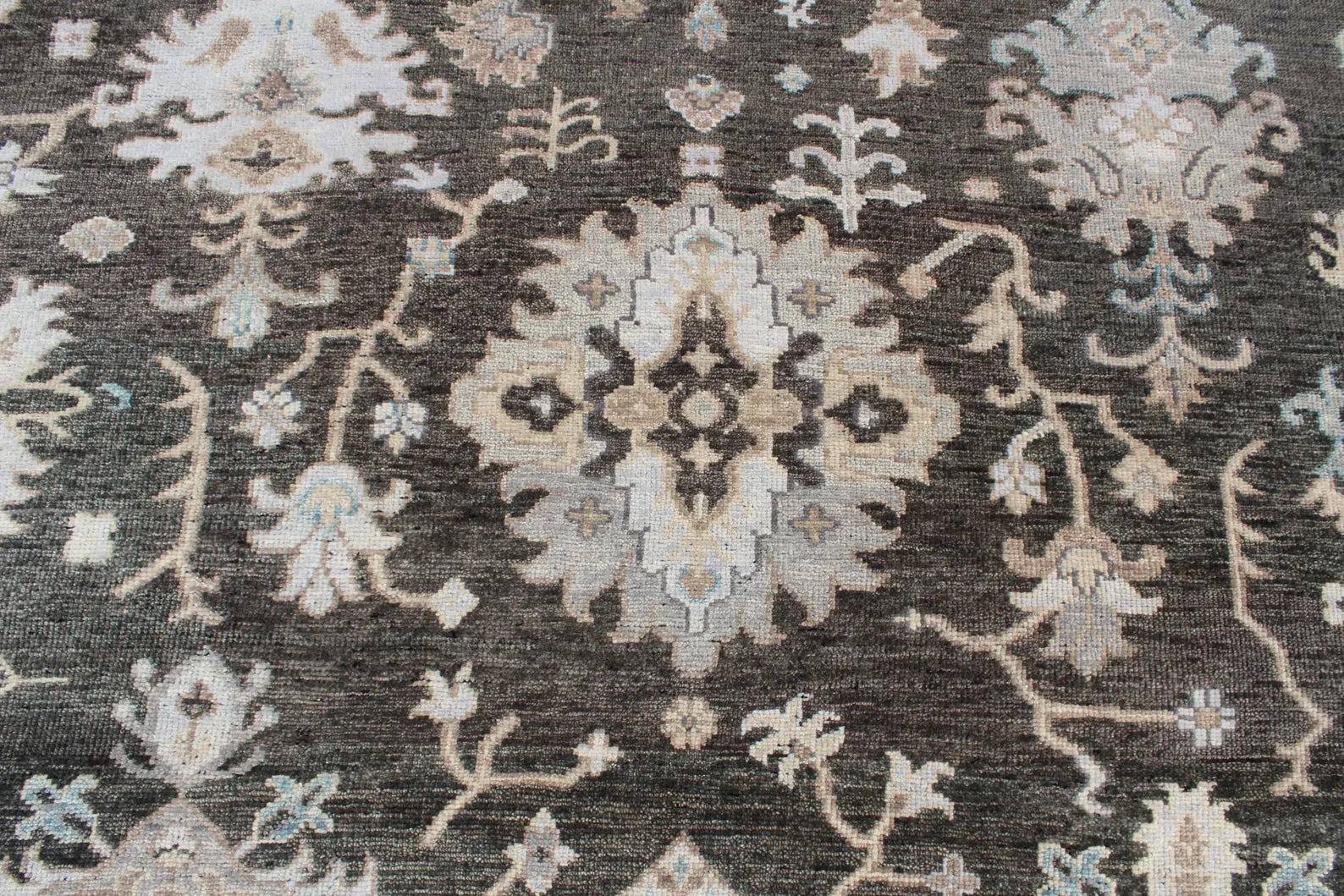 9X12 ft Charcoal Silver Hand Knotted area Rug