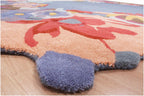 Custom Size Hand-Tufted Wool Floral Area Rug – Modern Botanical Accent Carpet with Scalloped Edge for Living Room & Bedroom