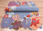 Custom Size Hand-Tufted Wool Floral Area Rug – Modern Botanical Accent Carpet with Scalloped Edge for Living Room & Bedroom