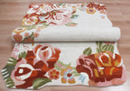 Custom Size Ivory Floral Hand-Tufted Wool Floral Area Rug – Modern Botanical Accent Carpet with Scalloped Edge for Living Room & Bedroom