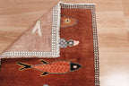 Hand-Knotted Wool Koi Fish Runner – Brown Artisan Fish Rug – Custom Sizes Available