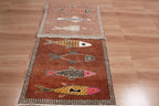 Hand-Knotted Wool Koi Fish Runner – Brown Artisan Fish Rug – Custom Sizes Available