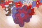 Custom Size Hand-Tufted Wool Floral Area Rug – Modern Botanical Accent Carpet with Scalloped Edge for Living Room & Bedroom