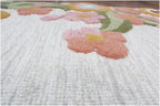 Custom Size Ivory Floral Hand-Tufted Wool Floral Area Rug – Modern Botanical Accent Carpet with Scalloped Edge for Living Room & Bedroom