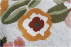 Custom Size Ivory Floral Hand-Tufted Wool Floral Area Rug – Modern Botanical Accent Carpet with Scalloped Edge for Living Room & Bedroom