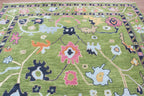 Hand-Knotted Wool Area Rug – Modern Botanical Floral Design, Custom Size Luxury carpet