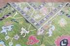 Hand-Knotted Wool Area Rug – Modern Botanical Floral Design, Custom Size Luxury carpet