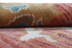 Hand-Knotted Wool Area Rug – Terracotta & Multicolored Oushak Motif, Custom Size Artisanal Statement Carpet