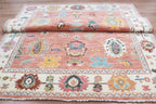 Hand-Knotted Wool Area Rug – Terracotta & Multicolored Oushak Motif, Custom Size Artisanal Statement Carpet