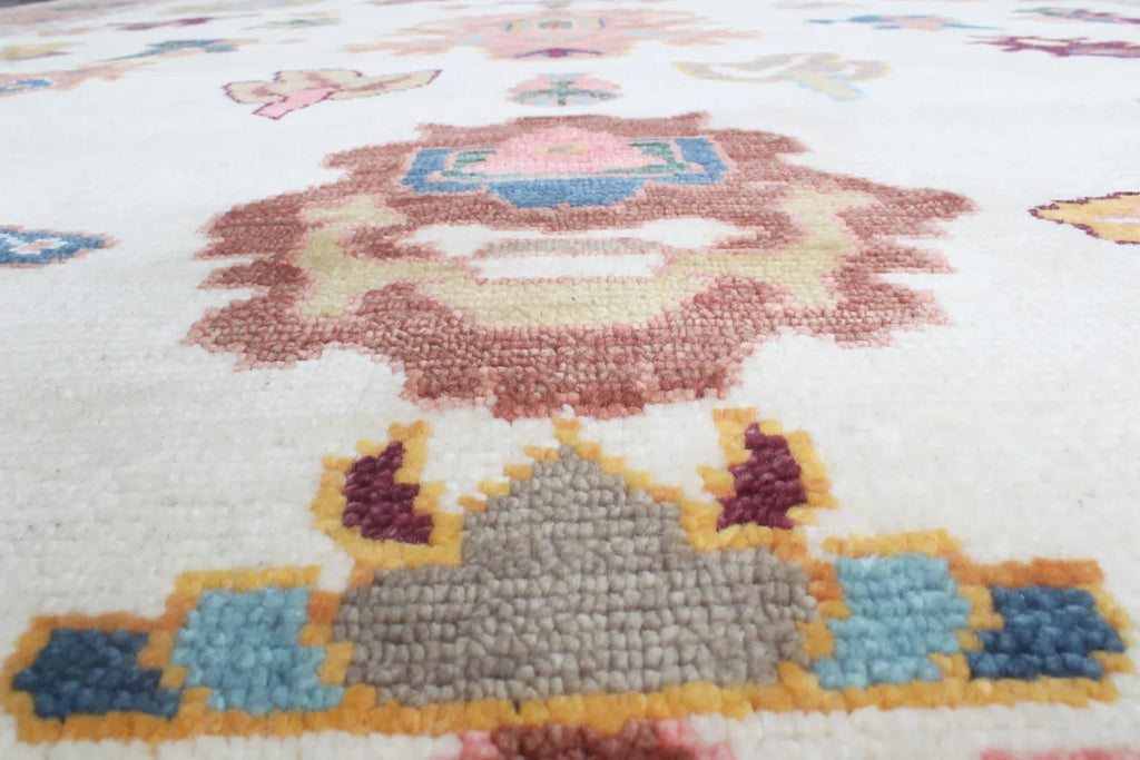 Terracotta & Ivory Hand-Knotted Wool Area Rug – Artisan Oushak-Style Statement Rug with for Living Room, Dining Room, or Bedroom, custom size rug