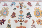 Terracotta & Ivory Hand-Knotted Wool Area Rug – Artisan Oushak-Style Statement Rug with for Living Room, Dining Room, or Bedroom, custom size rug