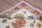 Terracotta & Ivory Hand-Knotted Wool Area Rug – Artisan Oushak-Style Statement Rug with for Living Room, Dining Room, or Bedroom, custom size rug
