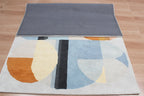 Custom Geometric Modern Hand-Tufted Wool Area Rug | High-Traffic Durable Floor Art, Orange and blue custom size carpet
