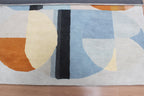 Custom Geometric Modern Hand-Tufted Wool Area Rug | High-Traffic Durable Floor Art, Orange and blue custom size carpet