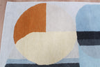 Custom Geometric Modern Hand-Tufted Wool Area Rug | High-Traffic Durable Floor Art, Orange and blue custom size carpet
