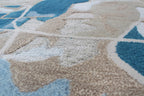 Modern Abstract Wool Hand Tufted Rug – Contemporary Blue & Beige Custom Size Area Rug for Living Room & Bedroom