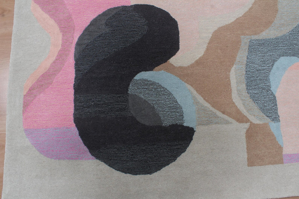Modern Abstract Wool Area Rug | Hand-Tufted Designer Living Room Carpet | Custom Size High-Traffic Accent Rug