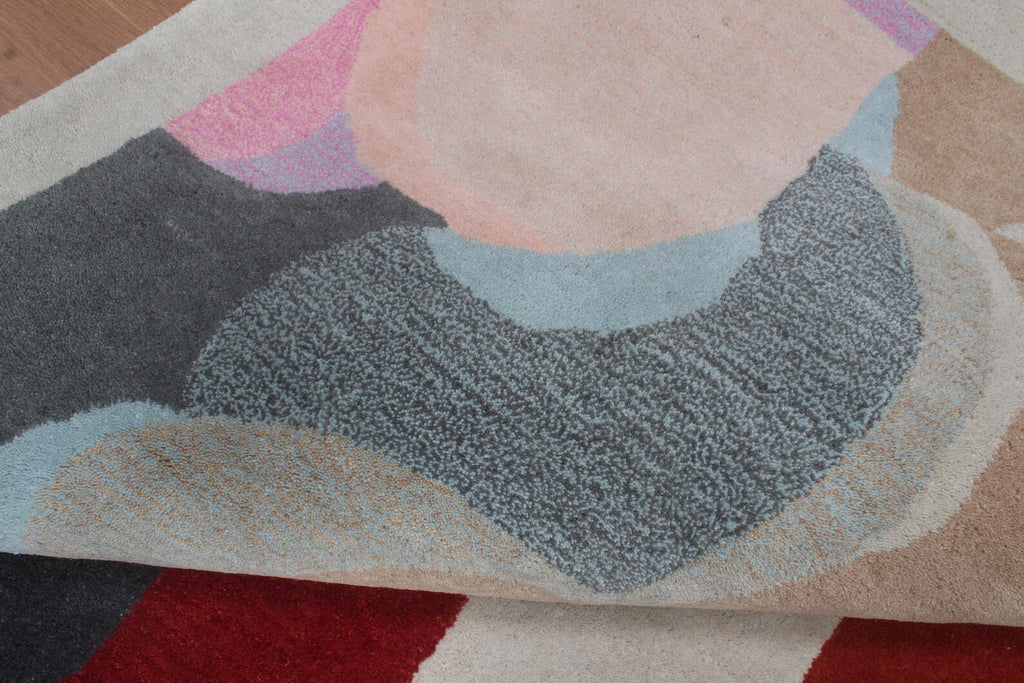 Modern Abstract Wool Area Rug | Hand-Tufted Designer Living Room Carpet | Custom Size High-Traffic Accent Rug