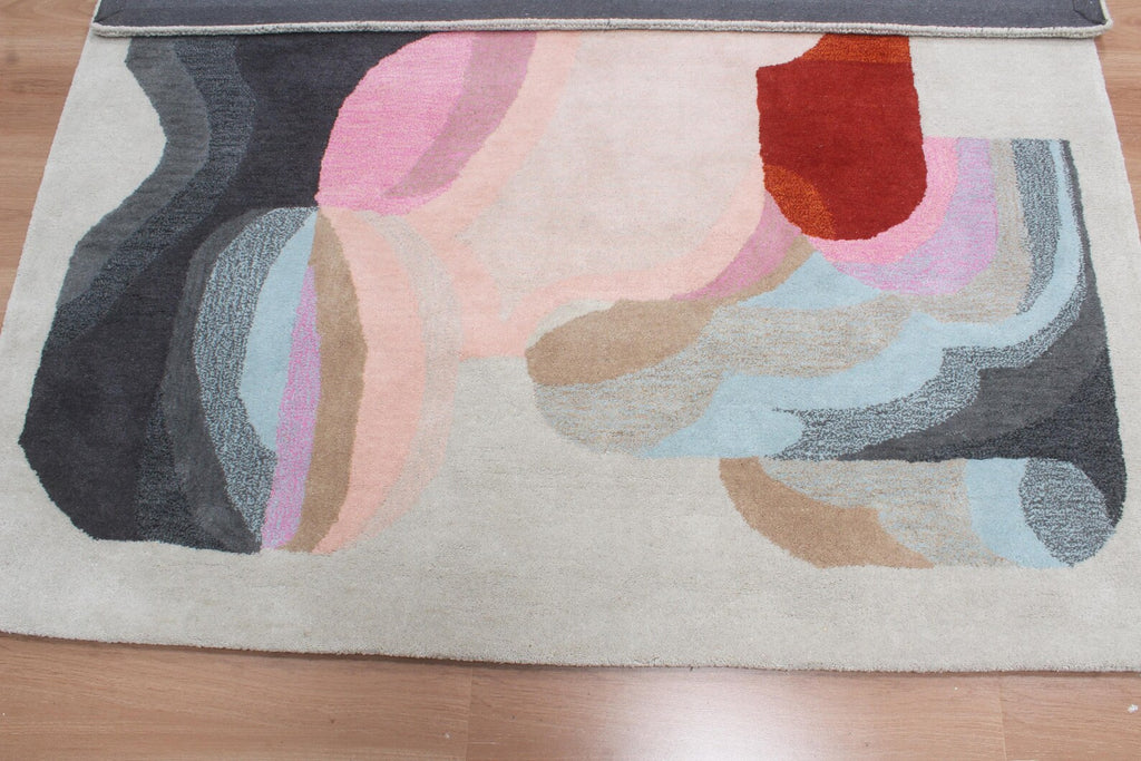 Modern Abstract Wool Area Rug | Hand-Tufted Designer Living Room Carpet | Custom Size High-Traffic Accent Rug