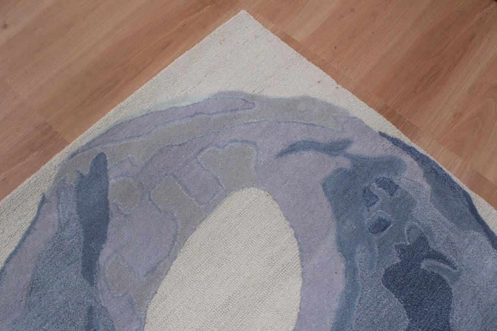 Blue & lavender Wool Hand Tufted Modern Abstract Area Rug – High Traffic Durable Designer Floor Decor, custom size rug