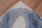 Blue & lavender Wool Hand Tufted Modern Abstract Area Rug – High Traffic Durable Designer Floor Decor, custom size rug