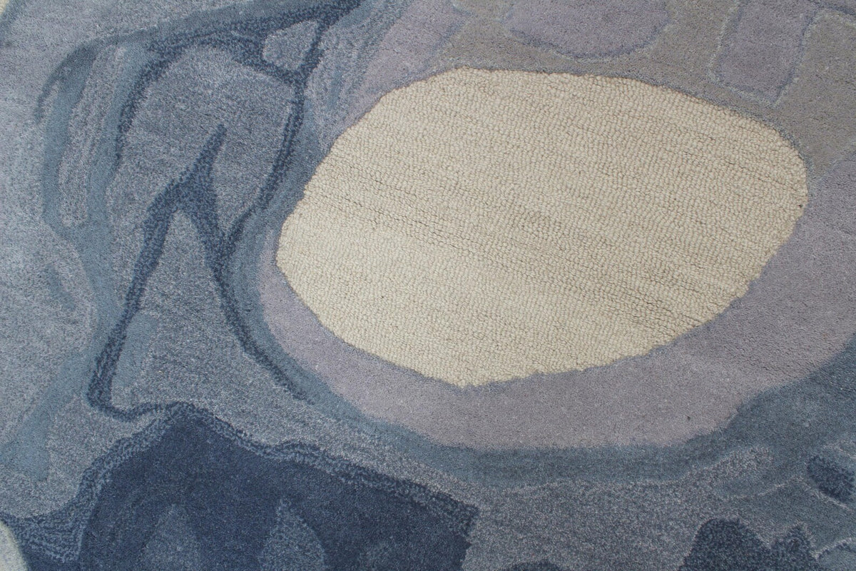 Blue & lavender Wool Hand Tufted Modern Abstract Area Rug – High Traffic Durable Designer Floor Decor, custom size rug