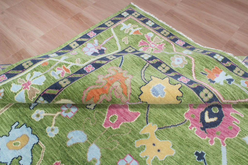 Hand-Knotted Wool Area Rug – Modern Botanical Floral Design, Custom Size Luxury carpet