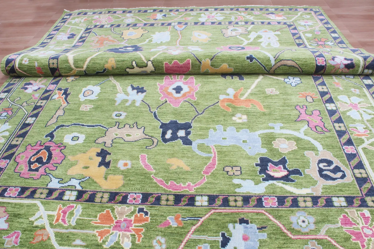 Hand-Knotted Wool Area Rug – Modern Botanical Floral Design, Custom Size Luxury carpet