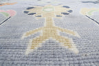 Custom Size Hand-Knotted Wool Area Rug - Traditional Motifs in Soft Blue, Blush & Charcoal
