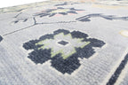 Custom Size Hand-Knotted Wool Area Rug - Traditional Motifs in Soft Blue, Blush & Charcoal