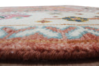 Hand-Knotted Wool Area Rug – Terracotta & Multicolored Oushak Motif, Custom Size Artisanal Statement Carpet