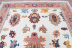 Terracotta & Ivory Hand-Knotted Wool Area Rug – Artisan Oushak-Style Statement Rug with for Living Room, Dining Room, or Bedroom, custom size rug